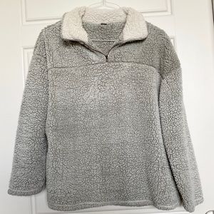 Poof Grey Teddy 3/4 Zip Pullover SM